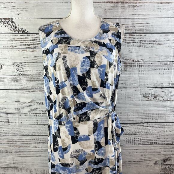 Christopher & Banks Dress size Large Black Blue Slinky Stretch Straight Knee - Picture 3 of 11